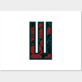 Modern Rose Floral Initial Name Alphabet - Letter W Posters and Art